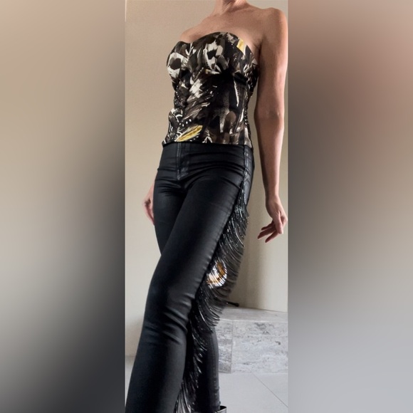 J brand x Halpern special edition Maria black fringe stellar jeans, size 27. - Picture 7 of 16